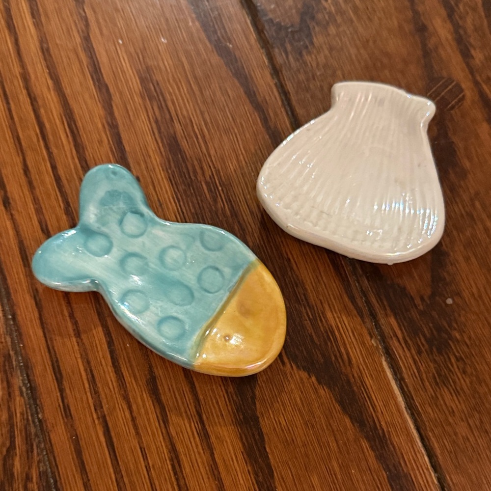 Ceramic Fish and Shell Shaped Trinket Dishes